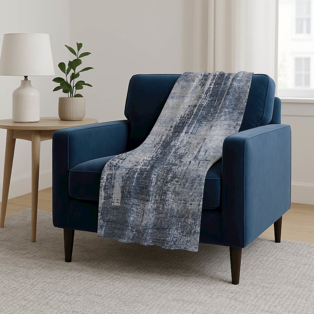 Premium Machine Washable ASB796 Navy 50" x 70" Sherpa Throw Blanket. Picture 5