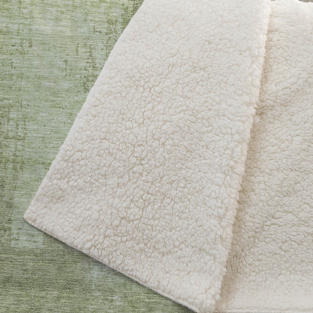Premium Machine Washable ASB796 Sage 50" x 70" Sherpa Throw Blanket. Picture 2