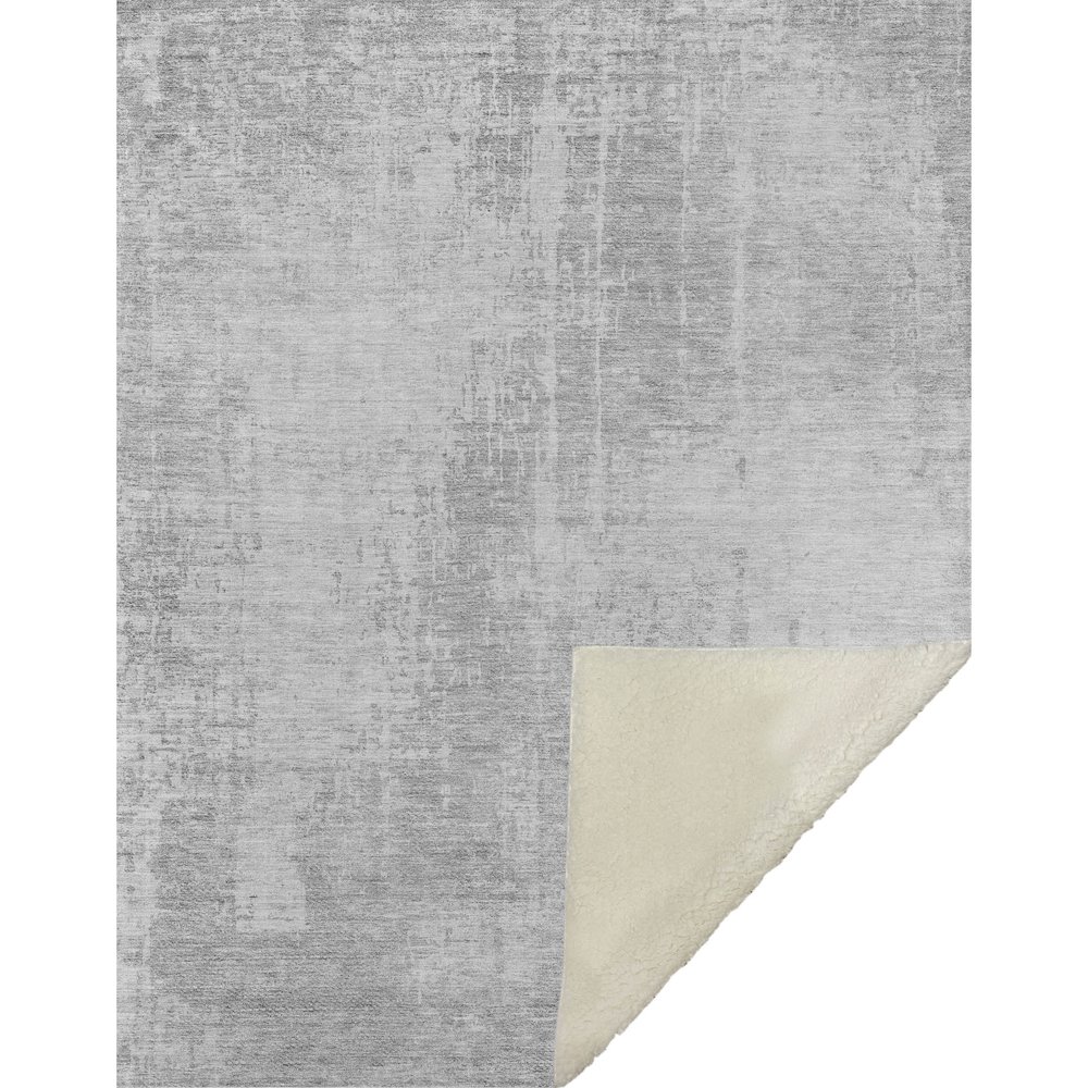 Premium Machine Washable ASB796 Silver 50" x 70" Sherpa Throw Blanket. Picture 1