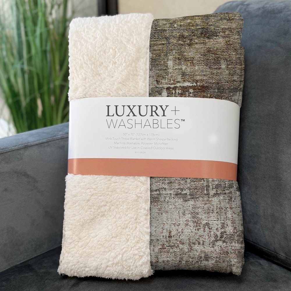 Premium Machine Washable ASB797 Beige 50" x 70" Sherpa Throw Blanket. Picture 3