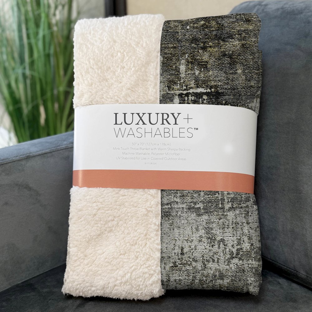 Premium Machine Washable ASB797 Taupe 50" x 70" Sherpa Throw Blanket. Picture 3