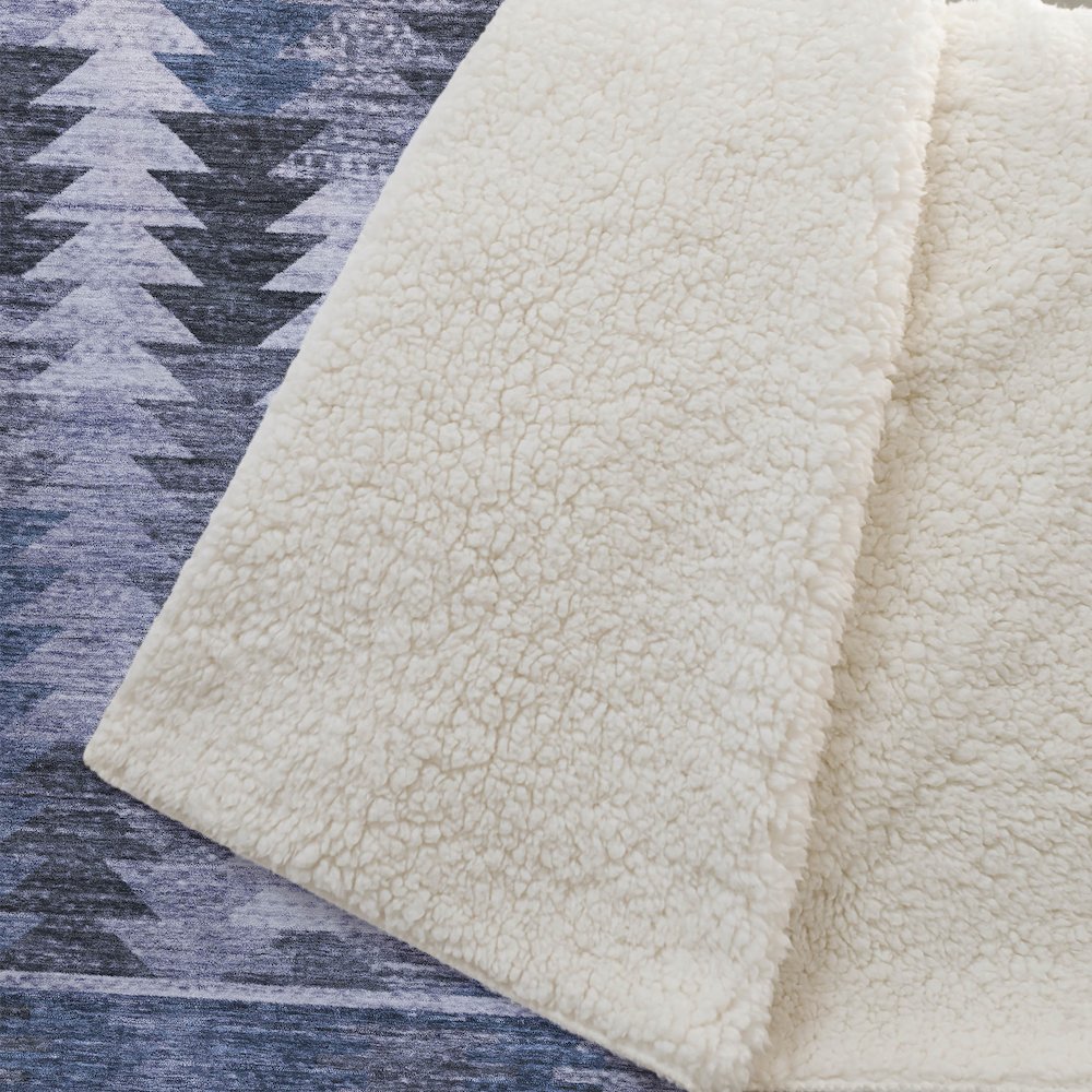 Premium Machine Washable ASB798 Blue 50" x 70" Sherpa Throw Blanket. Picture 2
