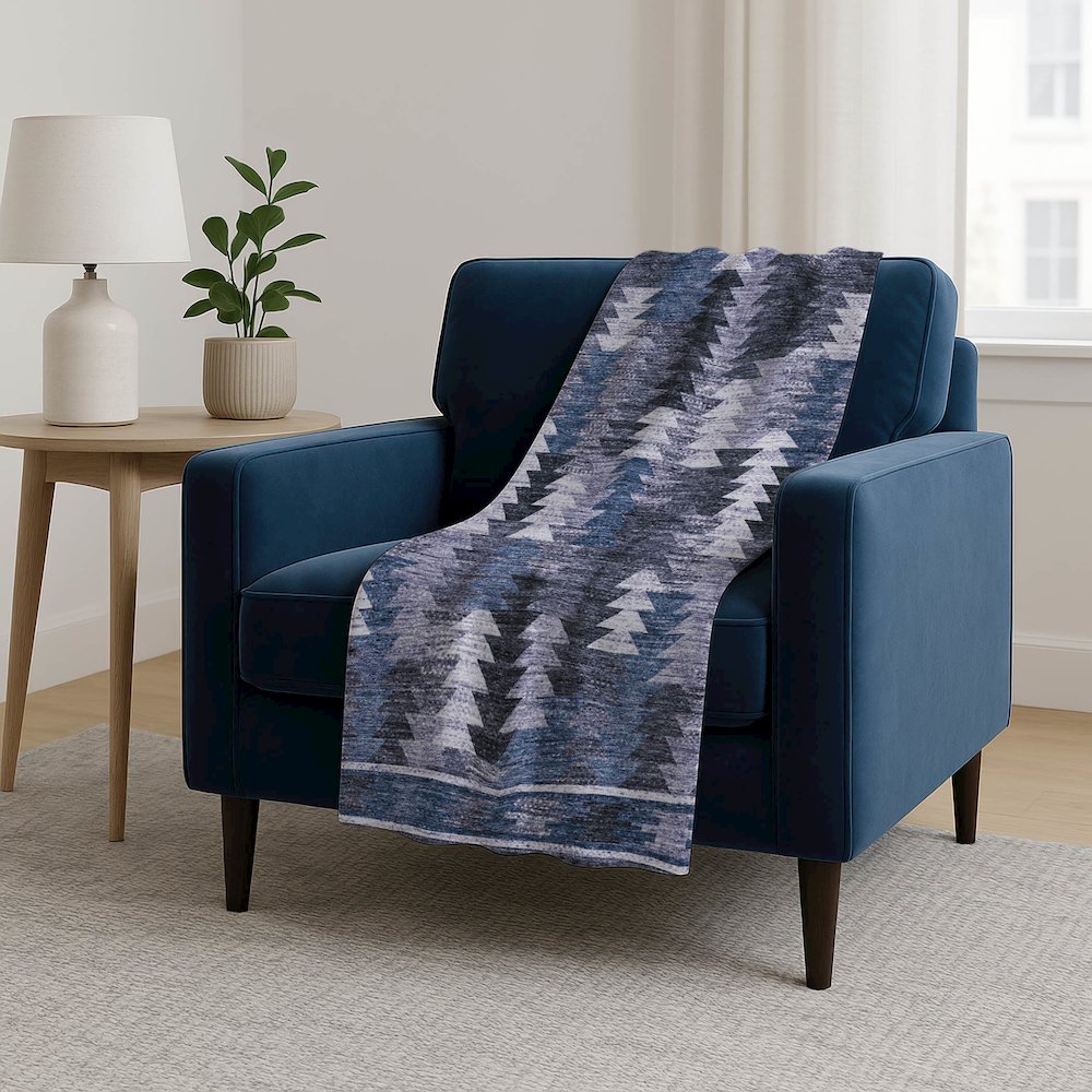 Premium Machine Washable ASB798 Blue 50" x 70" Sherpa Throw Blanket. Picture 5