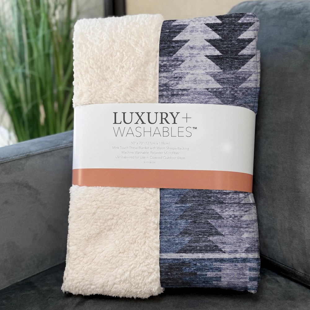 Premium Machine Washable ASB798 Blue 50" x 70" Sherpa Throw Blanket. Picture 3