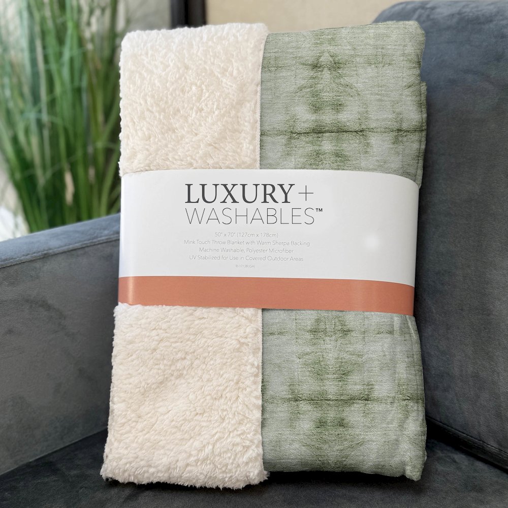 Premium Machine Washable ASB799 Sage 50" x 70" Sherpa Throw Blanket. Picture 3