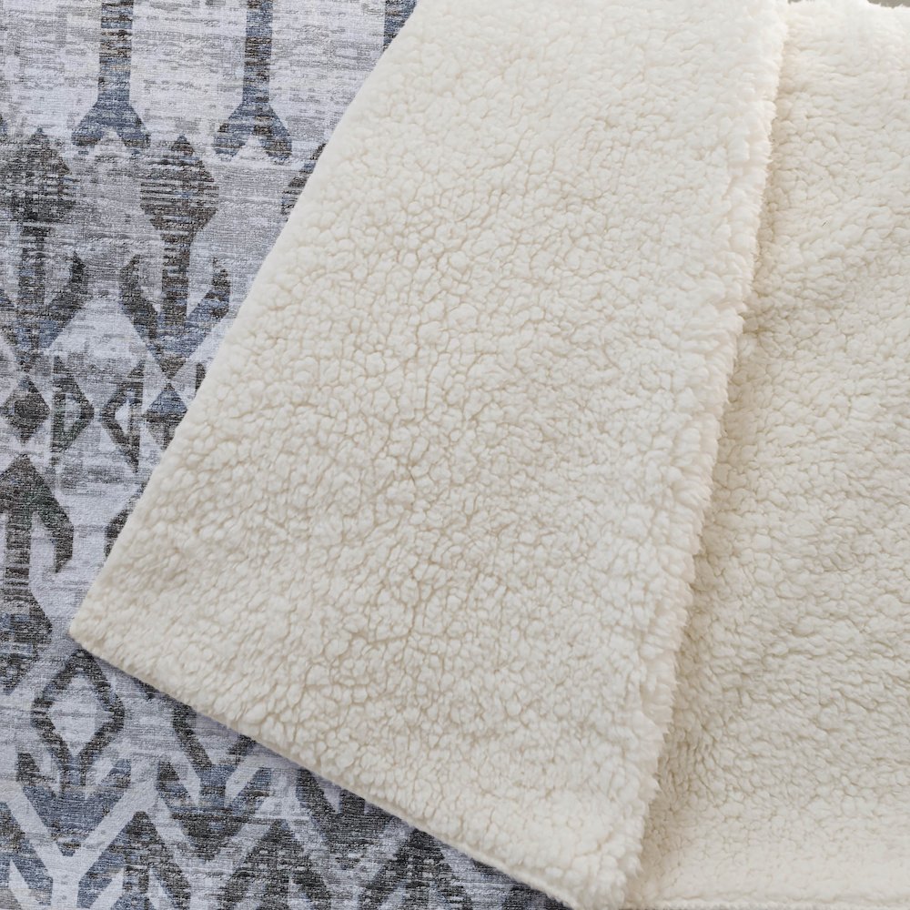 Premium Machine Washable ASB79 Ash 50" x 70" Sherpa Throw Blanket. Picture 2