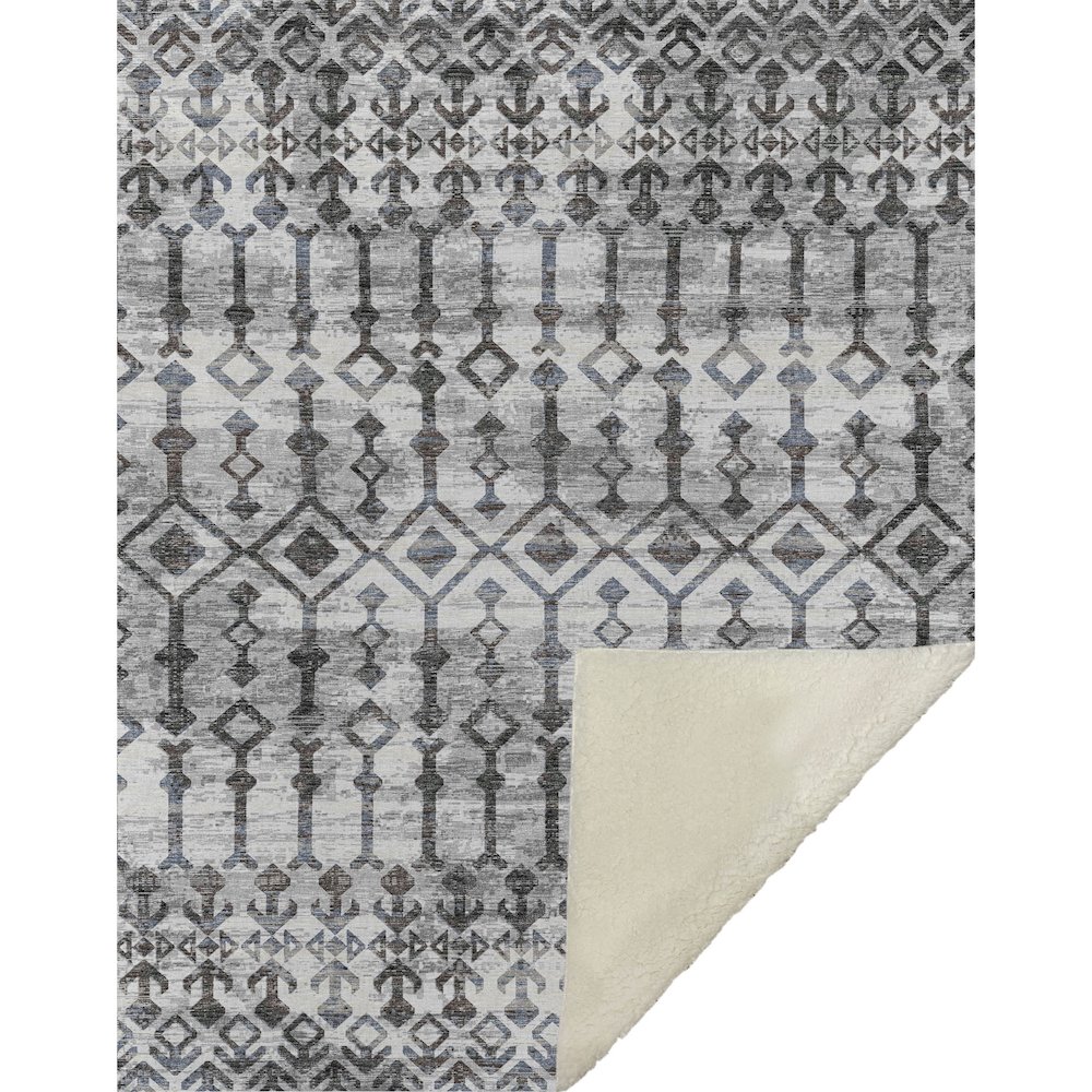Premium Machine Washable ASB79 Ash 50" x 70" Sherpa Throw Blanket. Picture 1