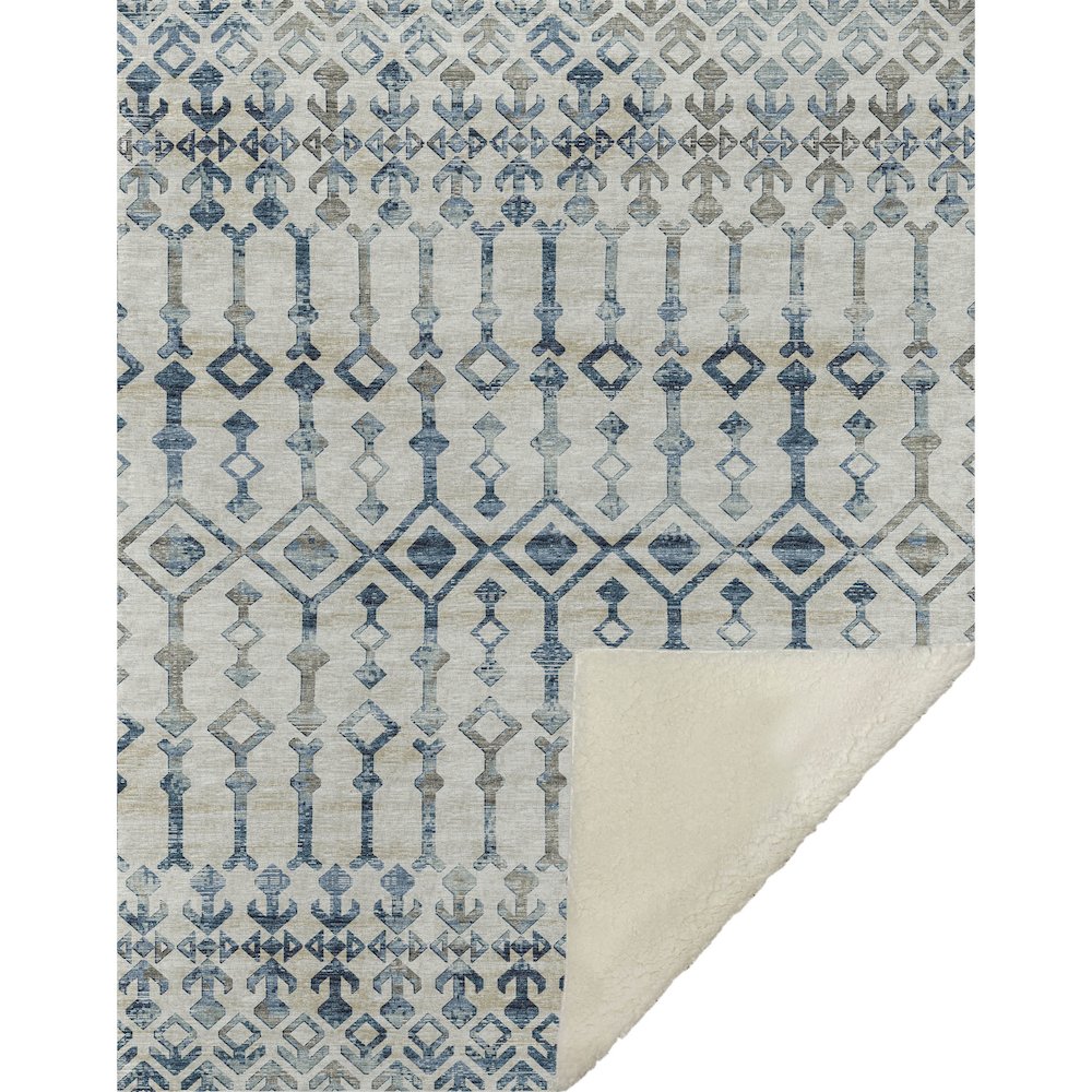 Premium Machine Washable ASB79 Ivory 50" x 70" Sherpa Throw Blanket. Picture 1