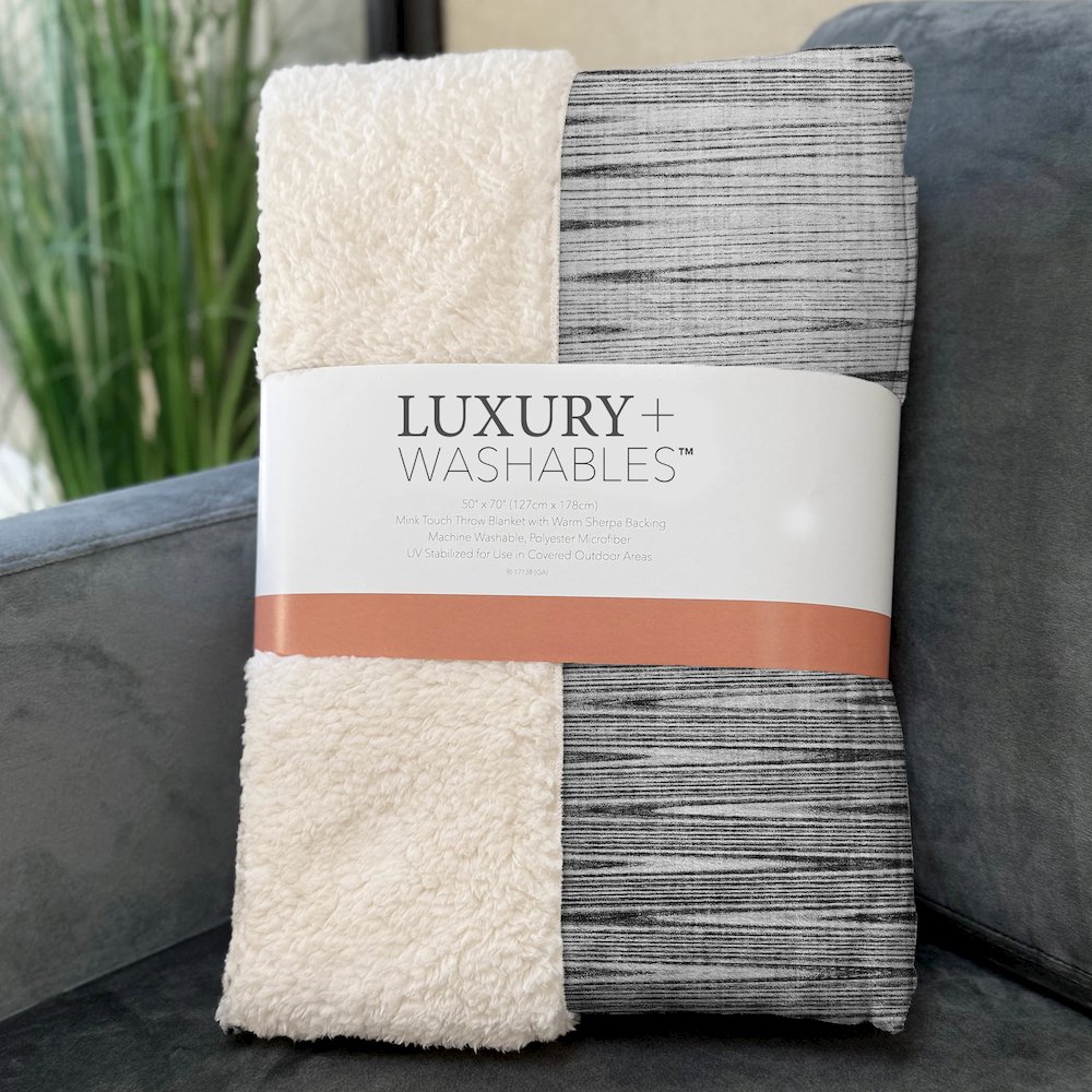 Premium Machine Washable ASB800 Gray 50" x 70" Sherpa Throw Blanket. Picture 3