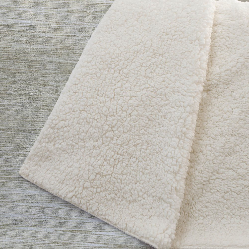Premium Machine Washable ASB800 Khaki 50" x 70" Sherpa Throw Blanket. Picture 2