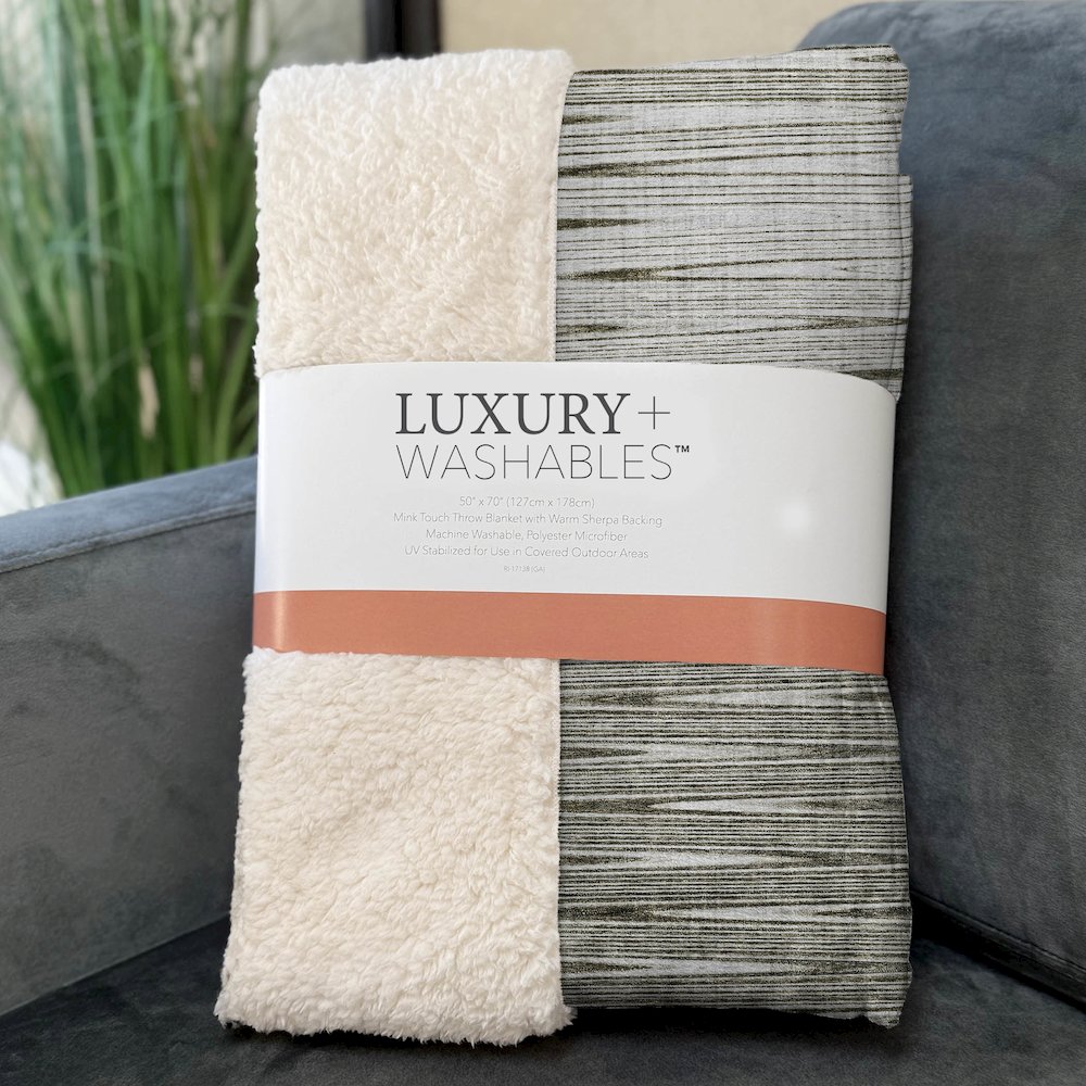 Premium Machine Washable ASB800 Taupe 50" x 70" Sherpa Throw Blanket. Picture 3