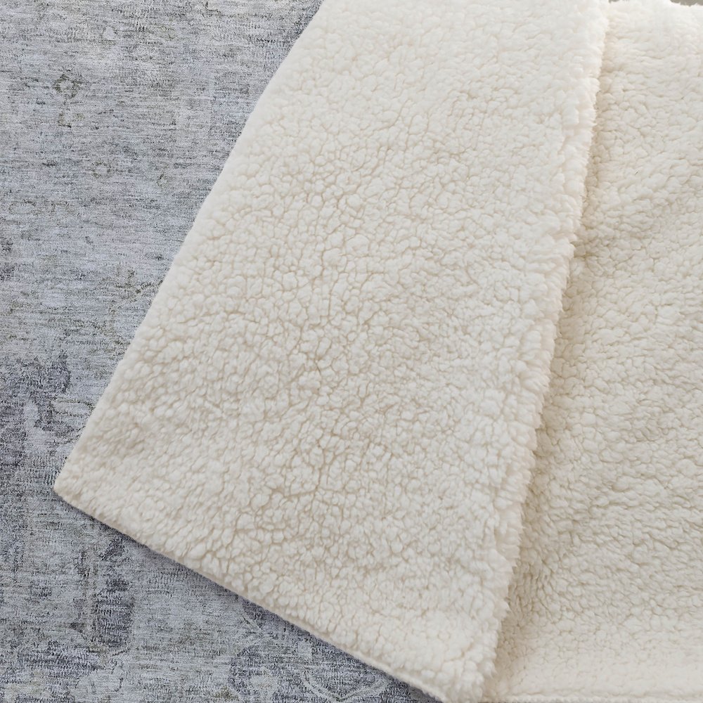 Premium Machine Washable ASB801 Gray 50" x 70" Sherpa Throw Blanket. Picture 2