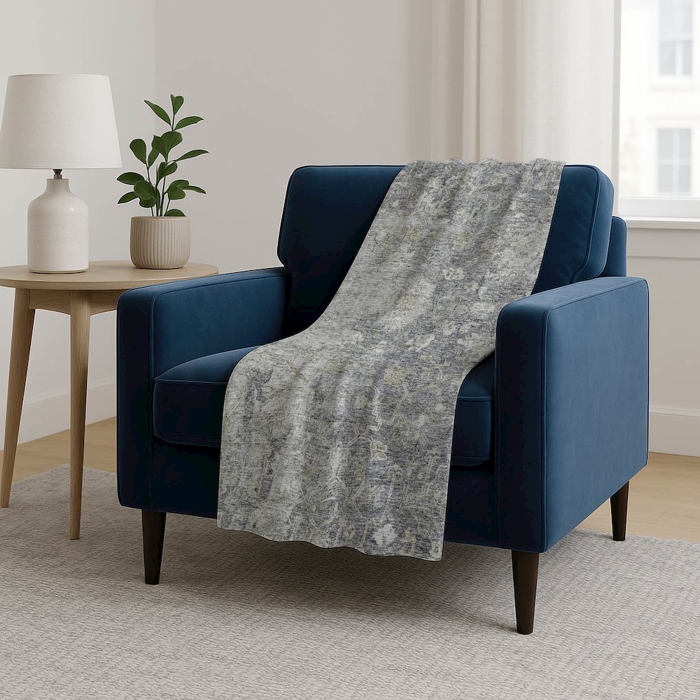 Premium Machine Washable ASB801 Gray 50" x 70" Sherpa Throw Blanket. Picture 5