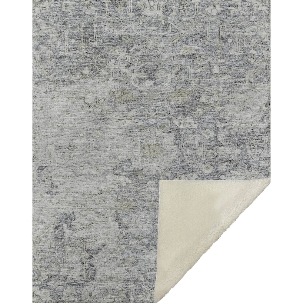 Premium Machine Washable ASB801 Gray 50" x 70" Sherpa Throw Blanket. Picture 1