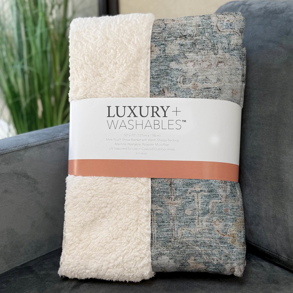 Premium Machine Washable ASB801 Green 50" x 70" Sherpa Throw Blanket. Picture 3