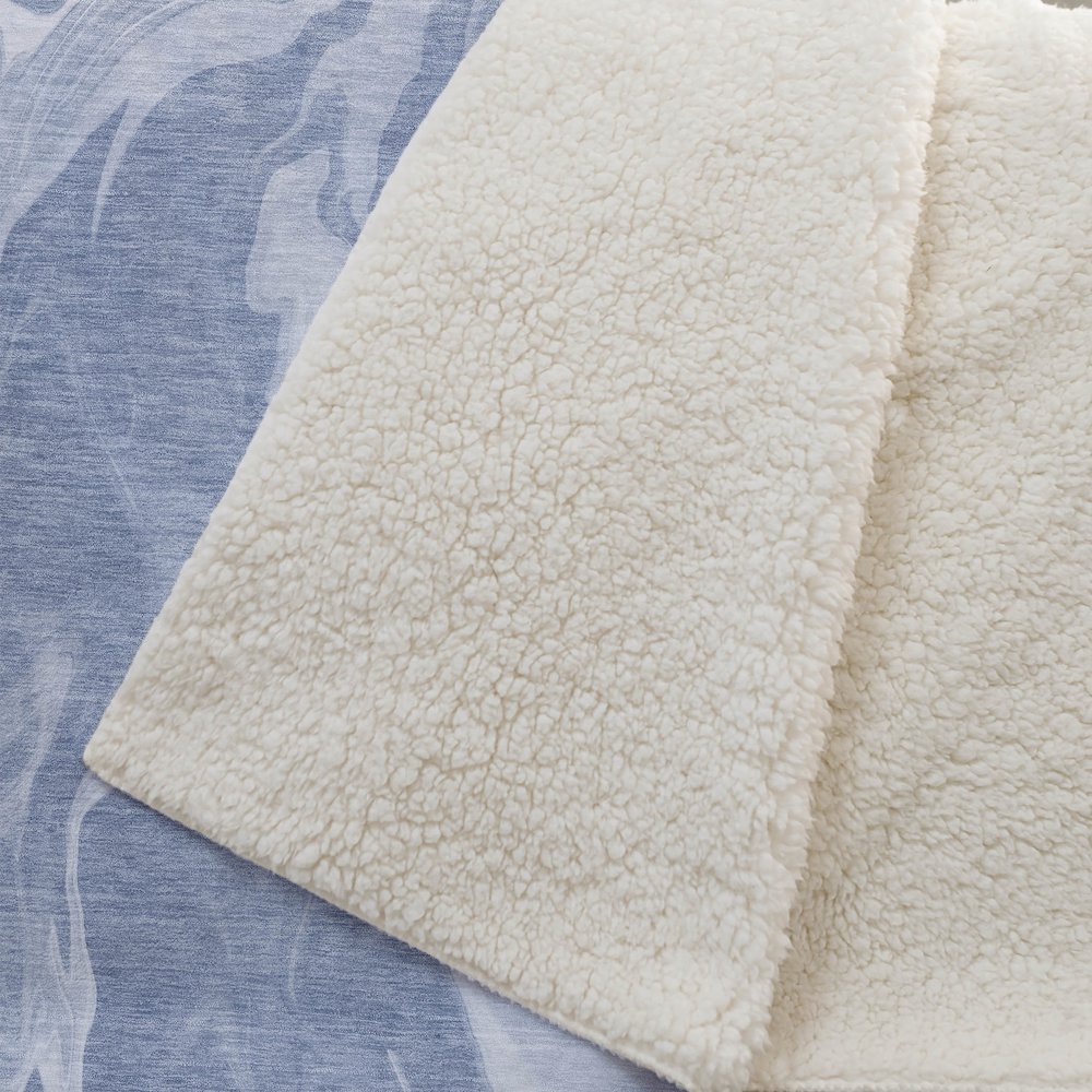 Premium Machine Washable ASB802 Blue 50" x 70" Sherpa Throw Blanket. Picture 2