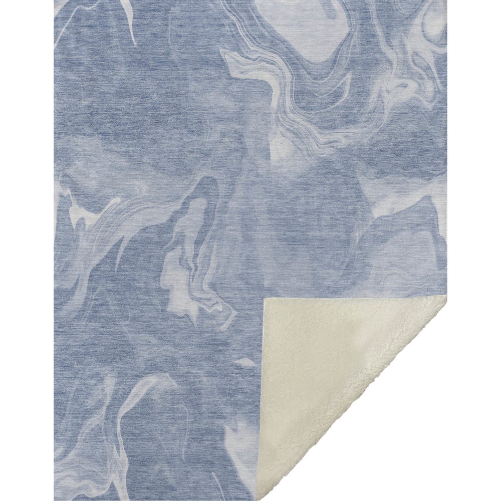 Premium Machine Washable ASB802 Blue 50" x 70" Sherpa Throw Blanket. Picture 1