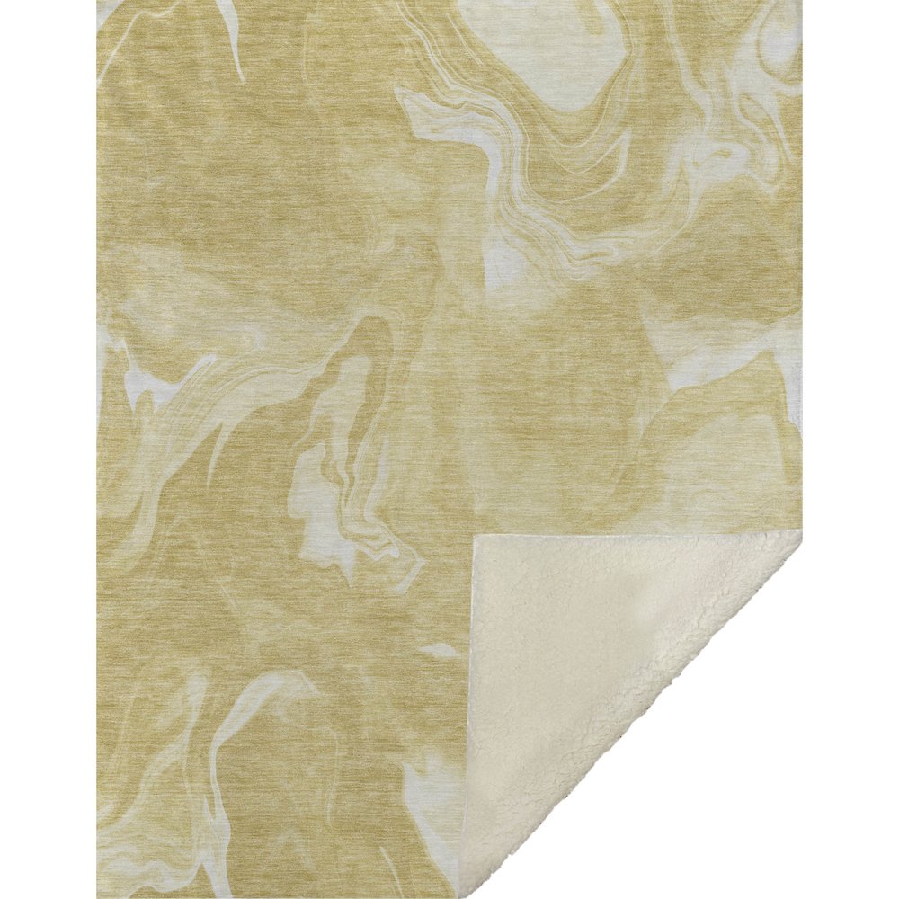 Premium Machine Washable ASB802 Gold 50" x 70" Sherpa Throw Blanket. Picture 1
