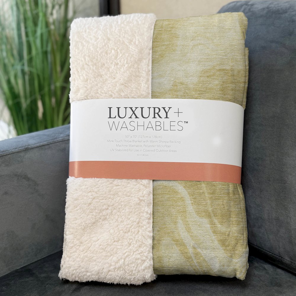 Premium Machine Washable ASB802 Gold 50" x 70" Sherpa Throw Blanket. Picture 3