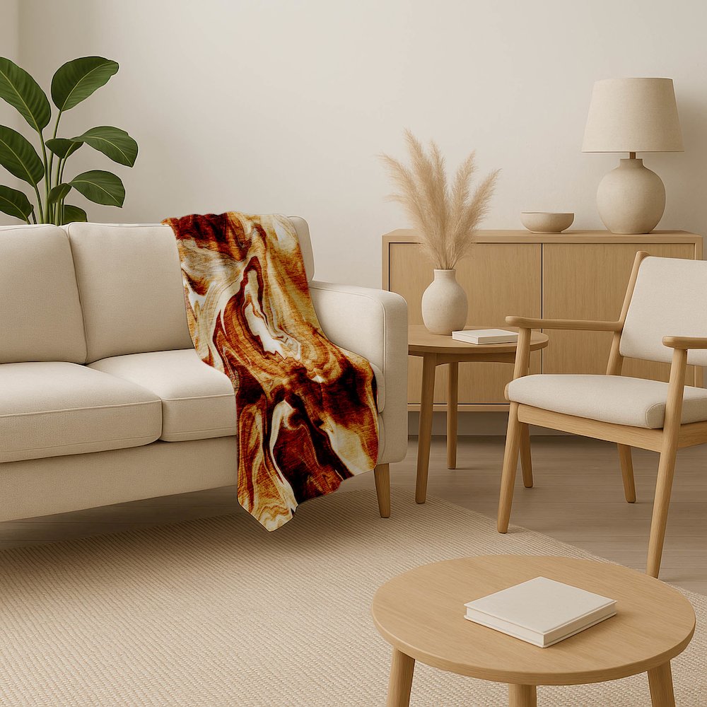 Premium Machine Washable ASB802 Paprika 50" x 70" Sherpa Throw Blanket. Picture 4