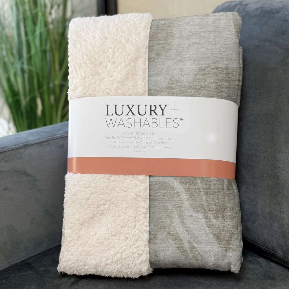Premium Machine Washable ASB802 Taupe 50" x 70" Sherpa Throw Blanket. Picture 3