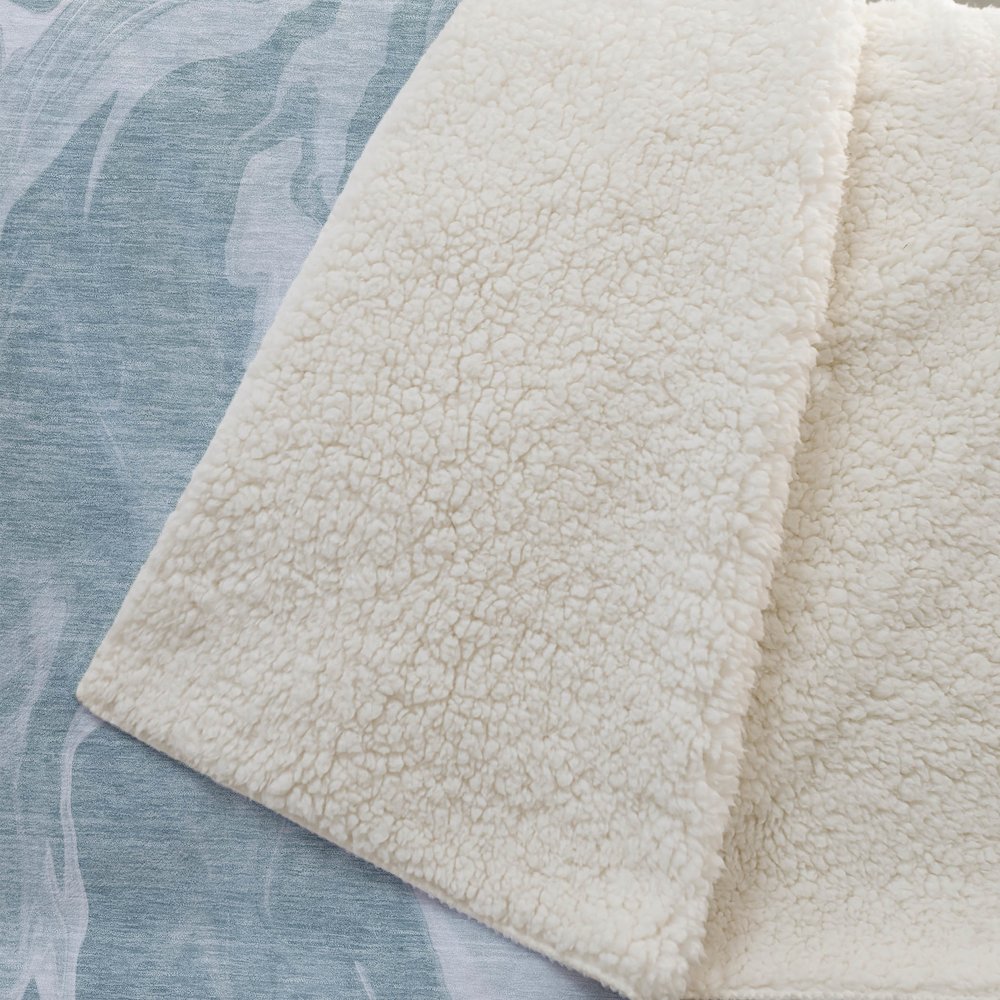 Premium Machine Washable ASB802 Teal 50" x 70" Sherpa Throw Blanket. Picture 2