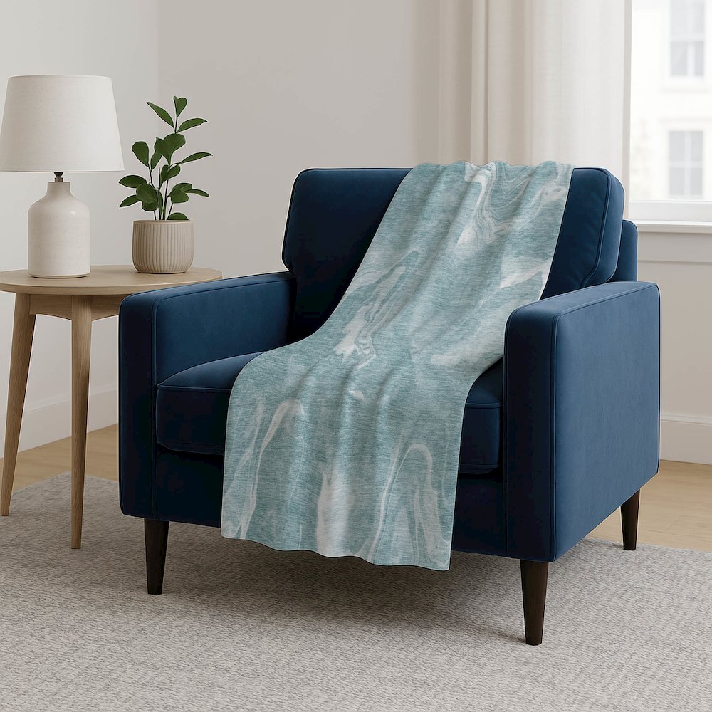 Premium Machine Washable ASB802 Teal 50" x 70" Sherpa Throw Blanket. Picture 5