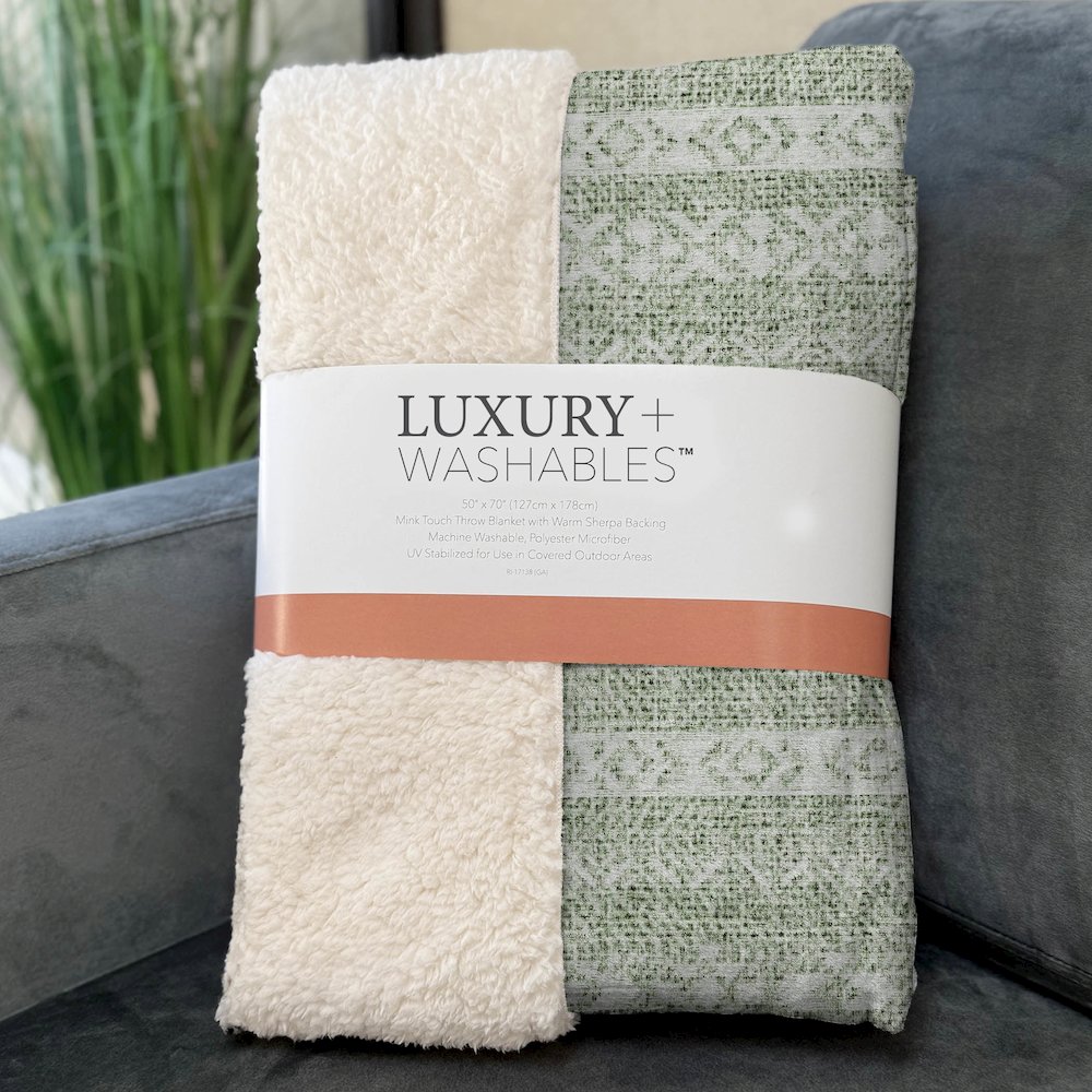 Premium Machine Washable ASB803 Aloe 50" x 70" Sherpa Throw Blanket. Picture 3