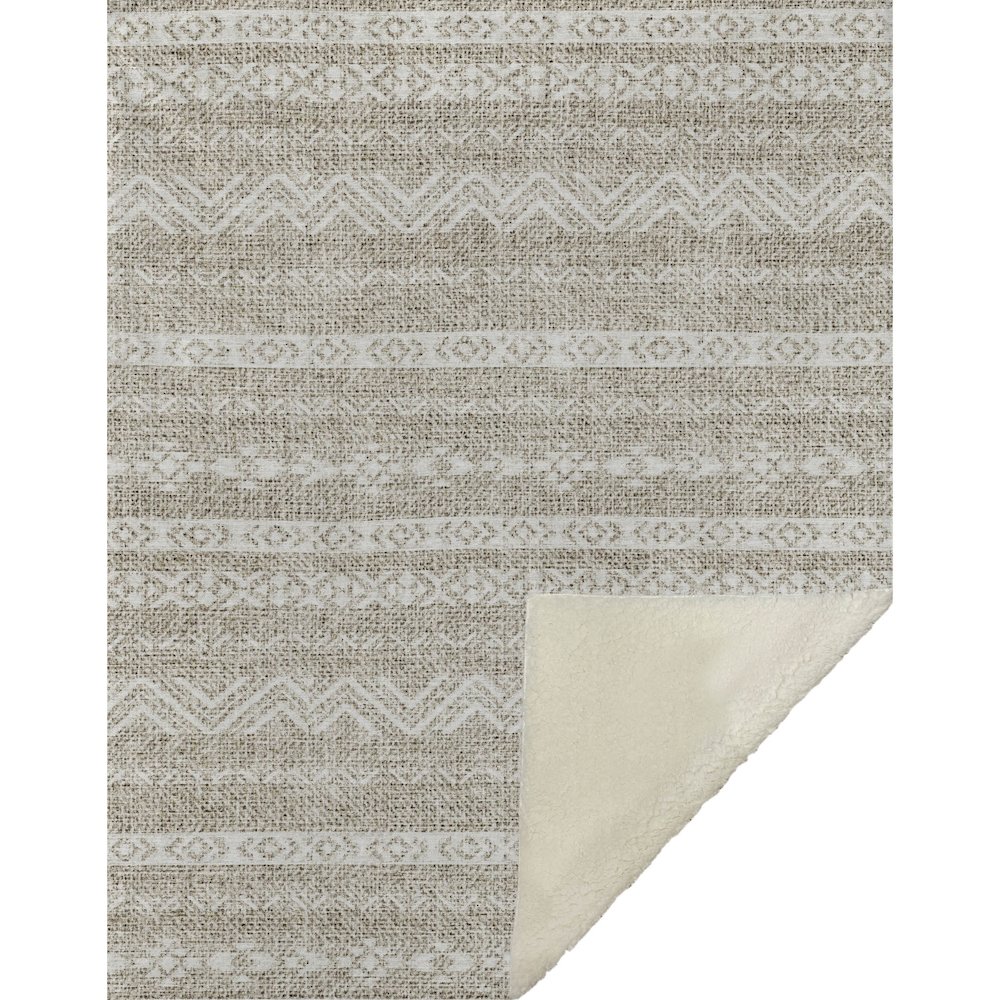 Premium Machine Washable ASB803 Beige 50" x 70" Sherpa Throw Blanket. Picture 1