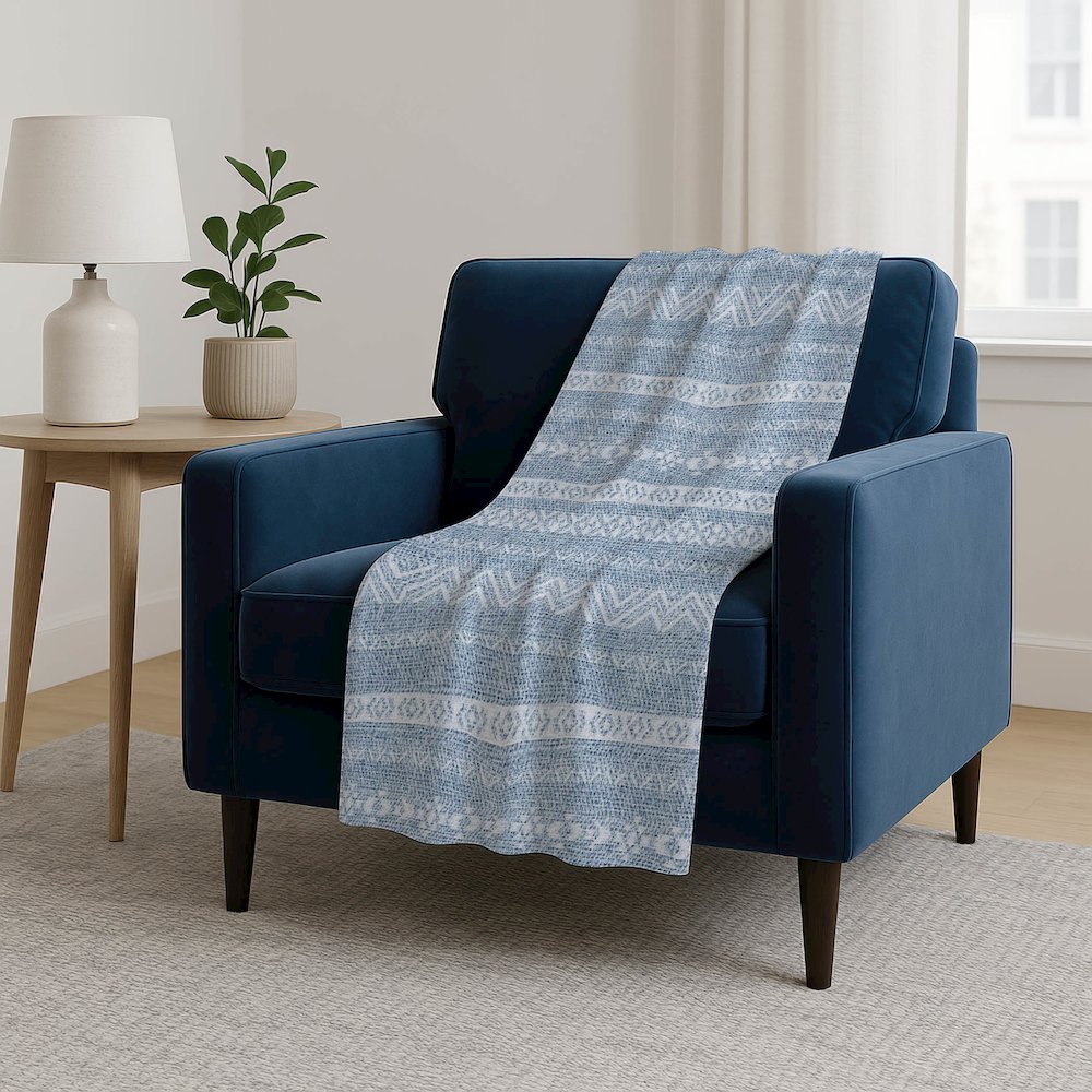 Premium Machine Washable ASB803 Blue 50" x 70" Sherpa Throw Blanket. Picture 5
