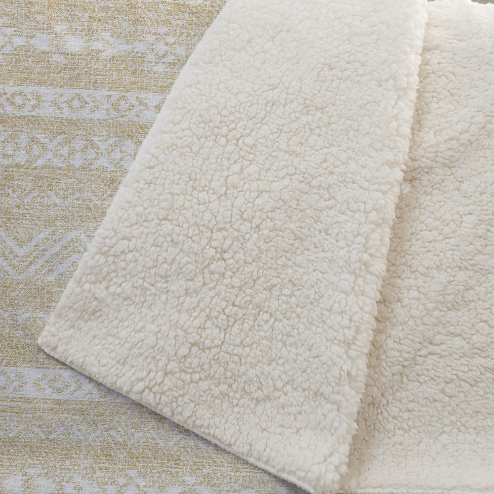 Premium Machine Washable ASB803 Gold 50" x 70" Sherpa Throw Blanket. Picture 2