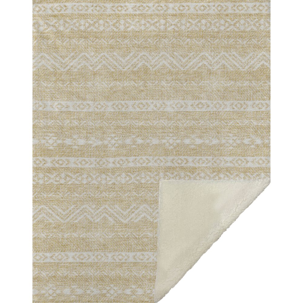 Premium Machine Washable ASB803 Gold 50" x 70" Sherpa Throw Blanket. Picture 1
