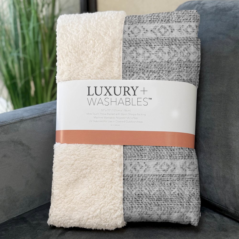 Premium Machine Washable ASB803 Gray 50" x 70" Sherpa Throw Blanket. Picture 3