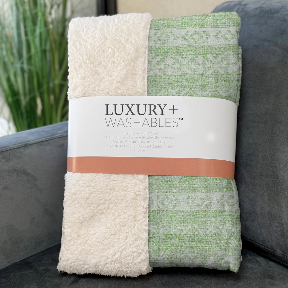 Premium Machine Washable ASB803 Lime 50" x 70" Sherpa Throw Blanket. Picture 3