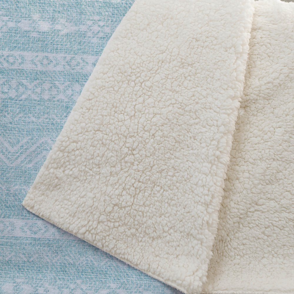 Premium Machine Washable ASB803 Teal 50" x 70" Sherpa Throw Blanket. Picture 2