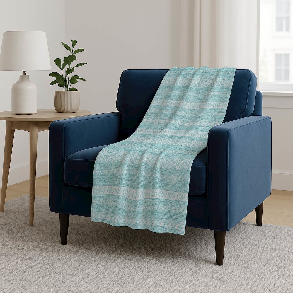 Premium Machine Washable ASB803 Teal 50" x 70" Sherpa Throw Blanket. Picture 5