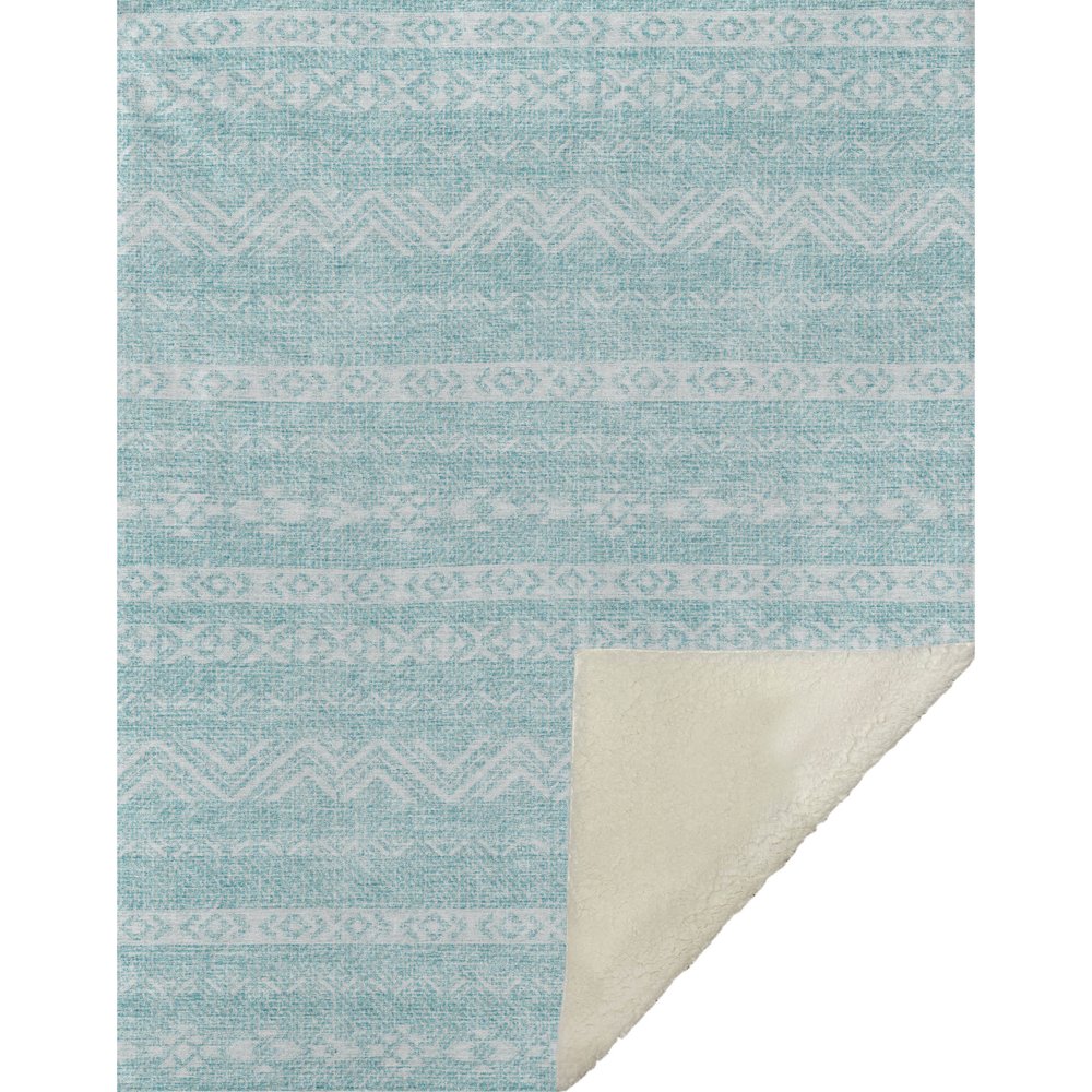 Premium Machine Washable ASB803 Teal 50" x 70" Sherpa Throw Blanket. Picture 1