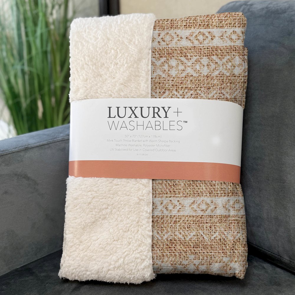 Premium Machine Washable ASB803 Terracotta 50" x 70" Sherpa Throw Blanket. Picture 3