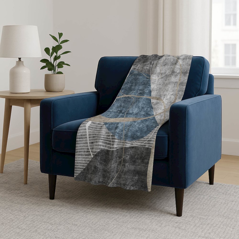 Premium Machine Washable ASB804 Blue 50" x 70" Sherpa Throw Blanket. Picture 5