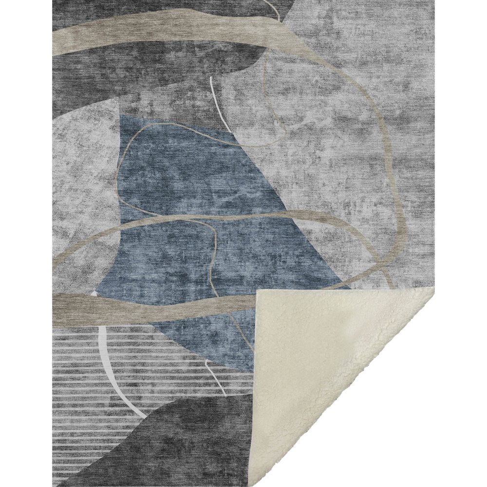 Premium Machine Washable ASB804 Blue 50" x 70" Sherpa Throw Blanket. Picture 1