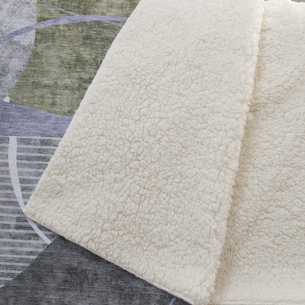 Premium Machine Washable ASB804 Olive 50" x 70" Sherpa Throw Blanket. Picture 2