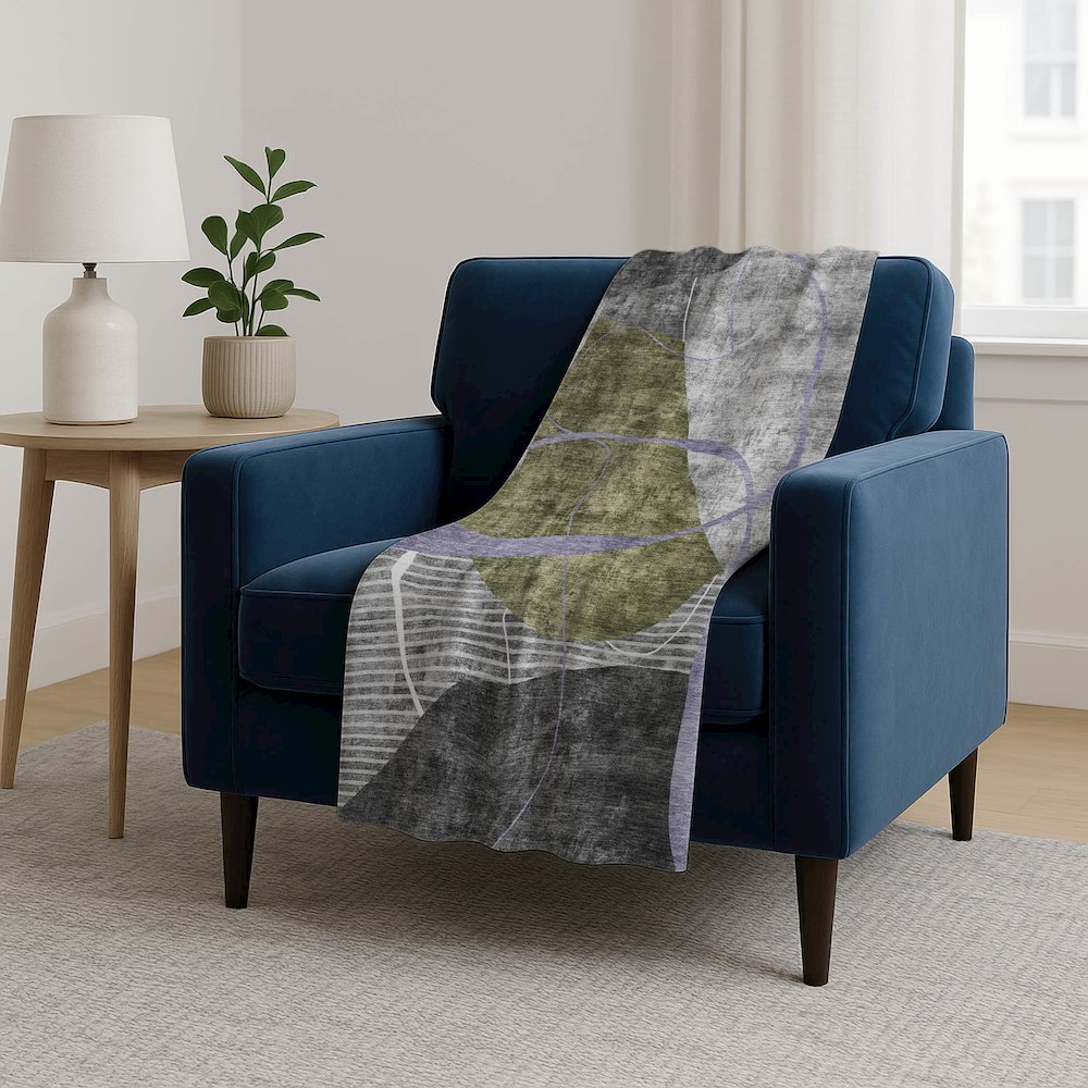 Premium Machine Washable ASB804 Olive 50" x 70" Sherpa Throw Blanket. Picture 5