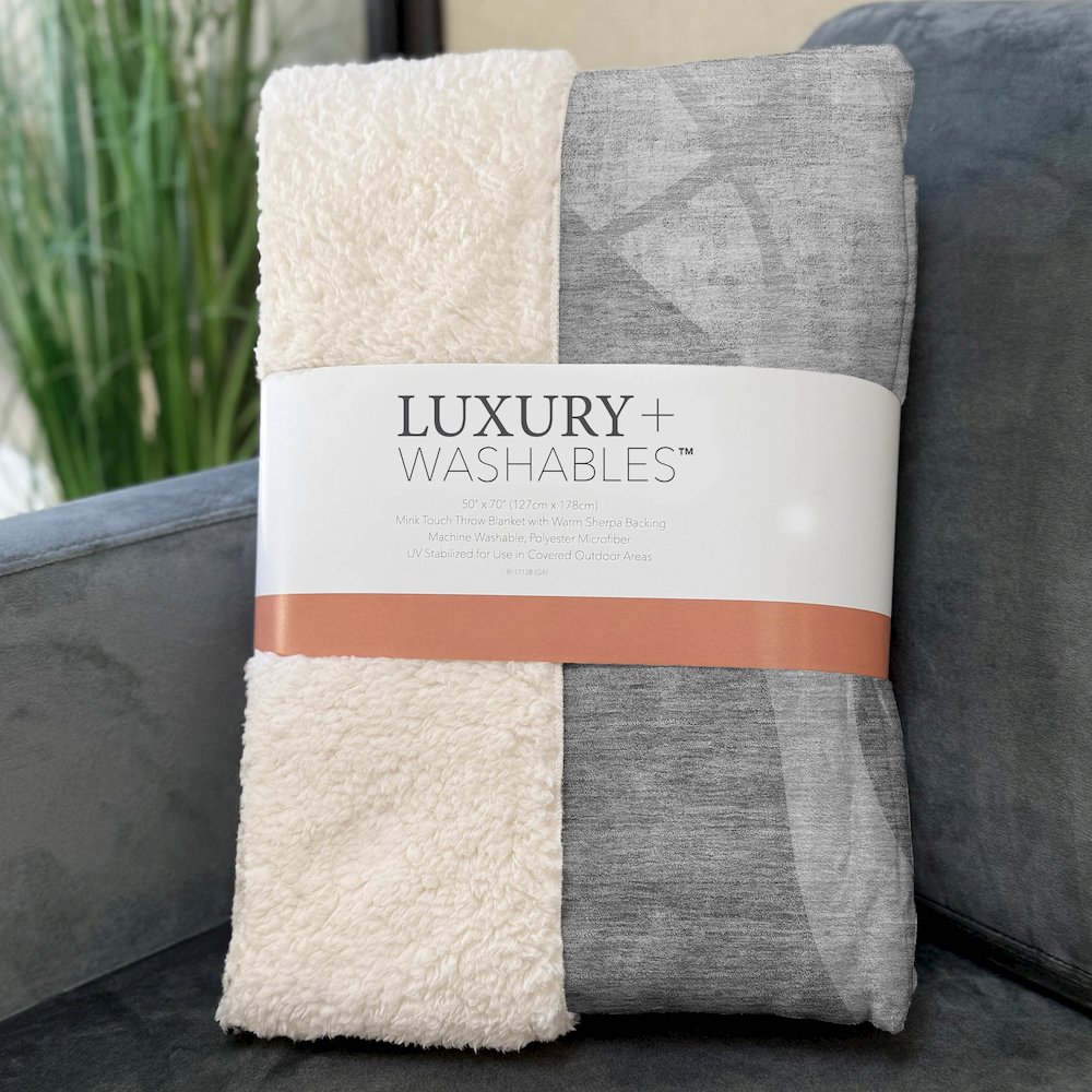 Premium Machine Washable ASB805 Gray 50" x 70" Sherpa Throw Blanket. Picture 3