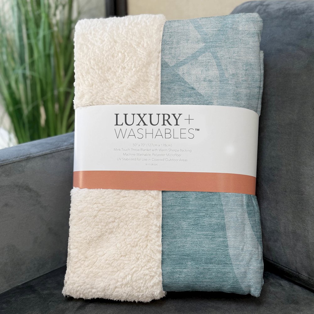 Premium Machine Washable ASB805 Turquoise 50" x 70" Sherpa Throw Blanket. Picture 3