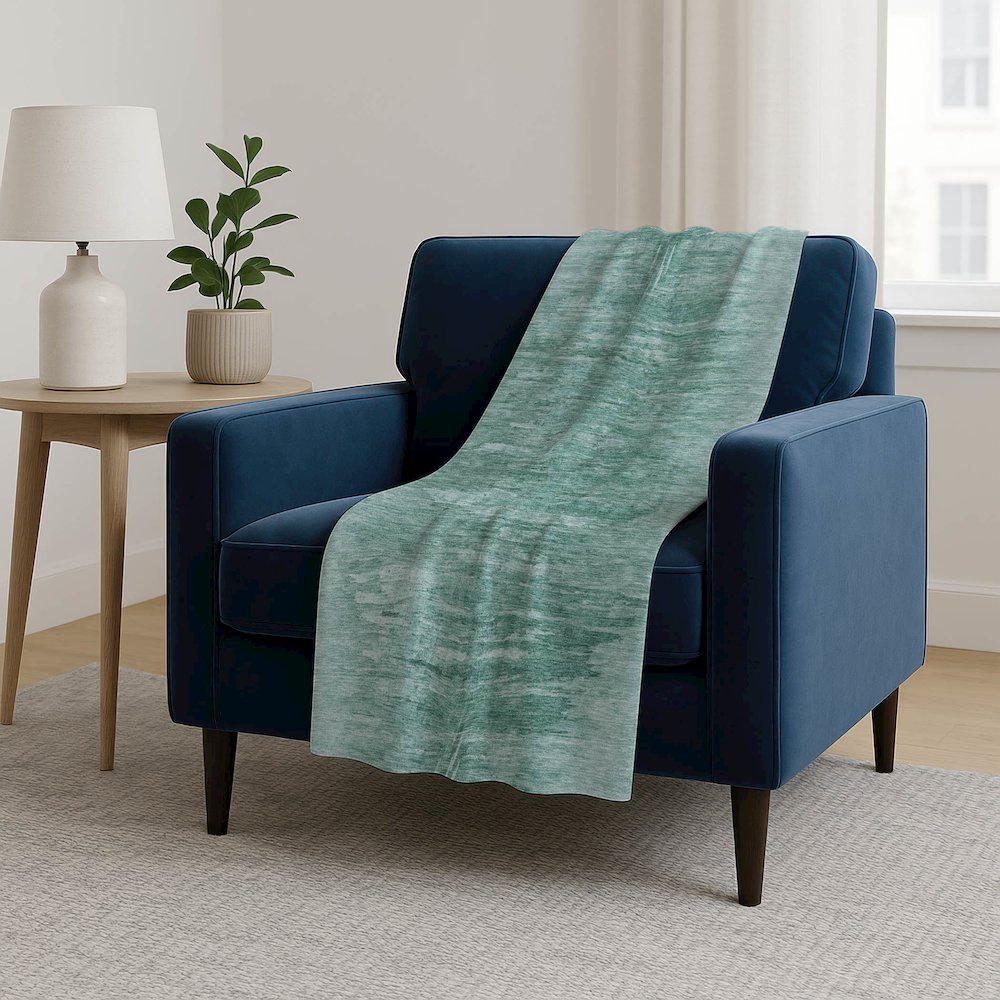Premium Machine Washable ASB806 Aqua 50" x 70" Sherpa Throw Blanket. Picture 5