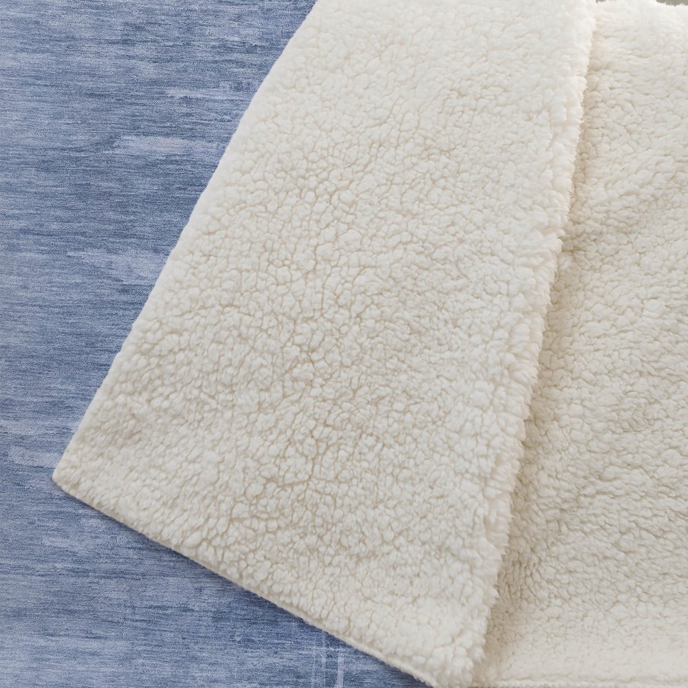 Premium Machine Washable ASB806 Blue 50" x 70" Sherpa Throw Blanket. Picture 2