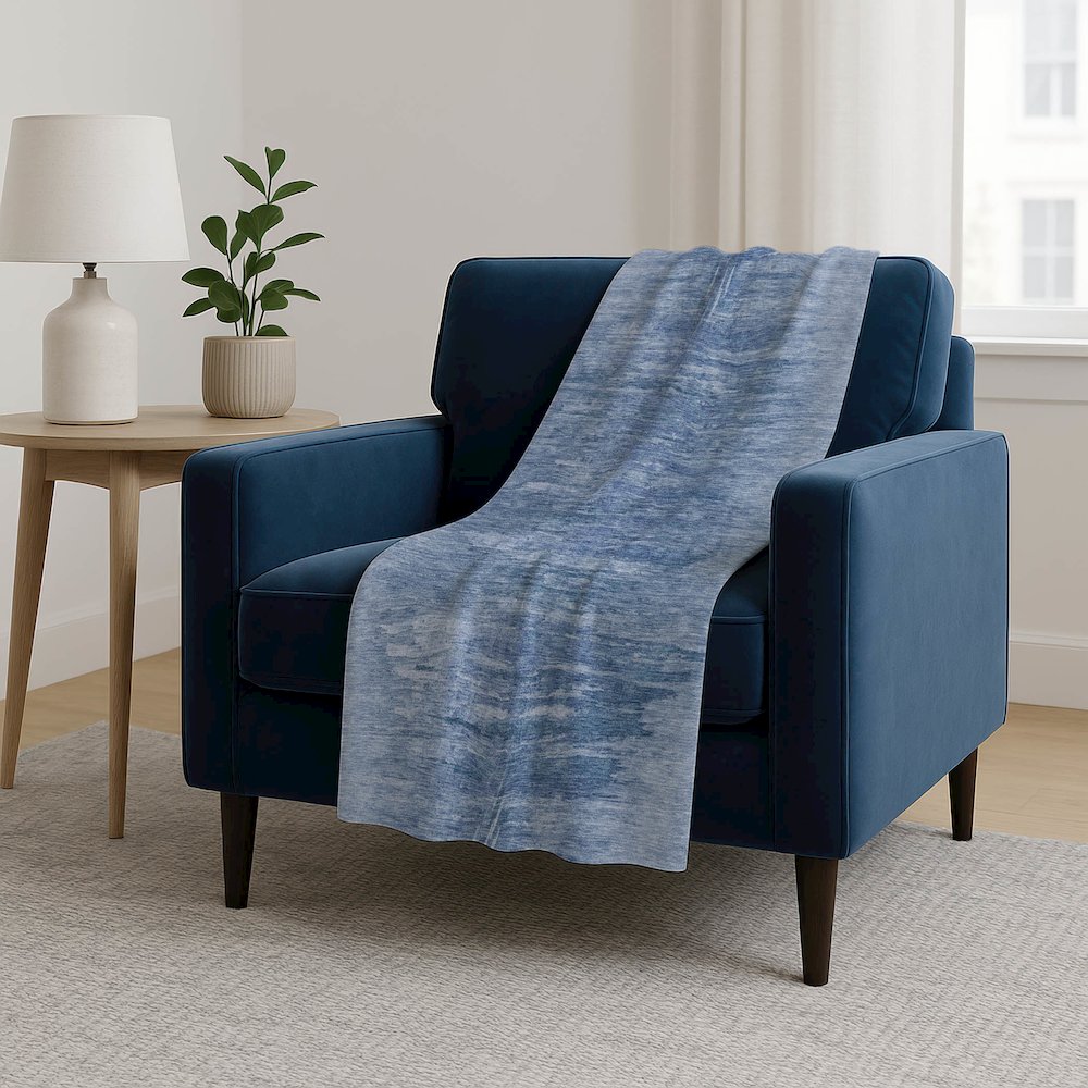 Premium Machine Washable ASB806 Blue 50" x 70" Sherpa Throw Blanket. Picture 5