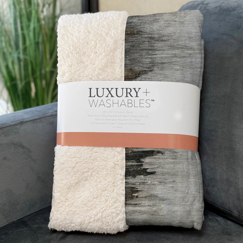 Premium Machine Washable ASB807 Gray 50" x 70" Sherpa Throw Blanket. Picture 3