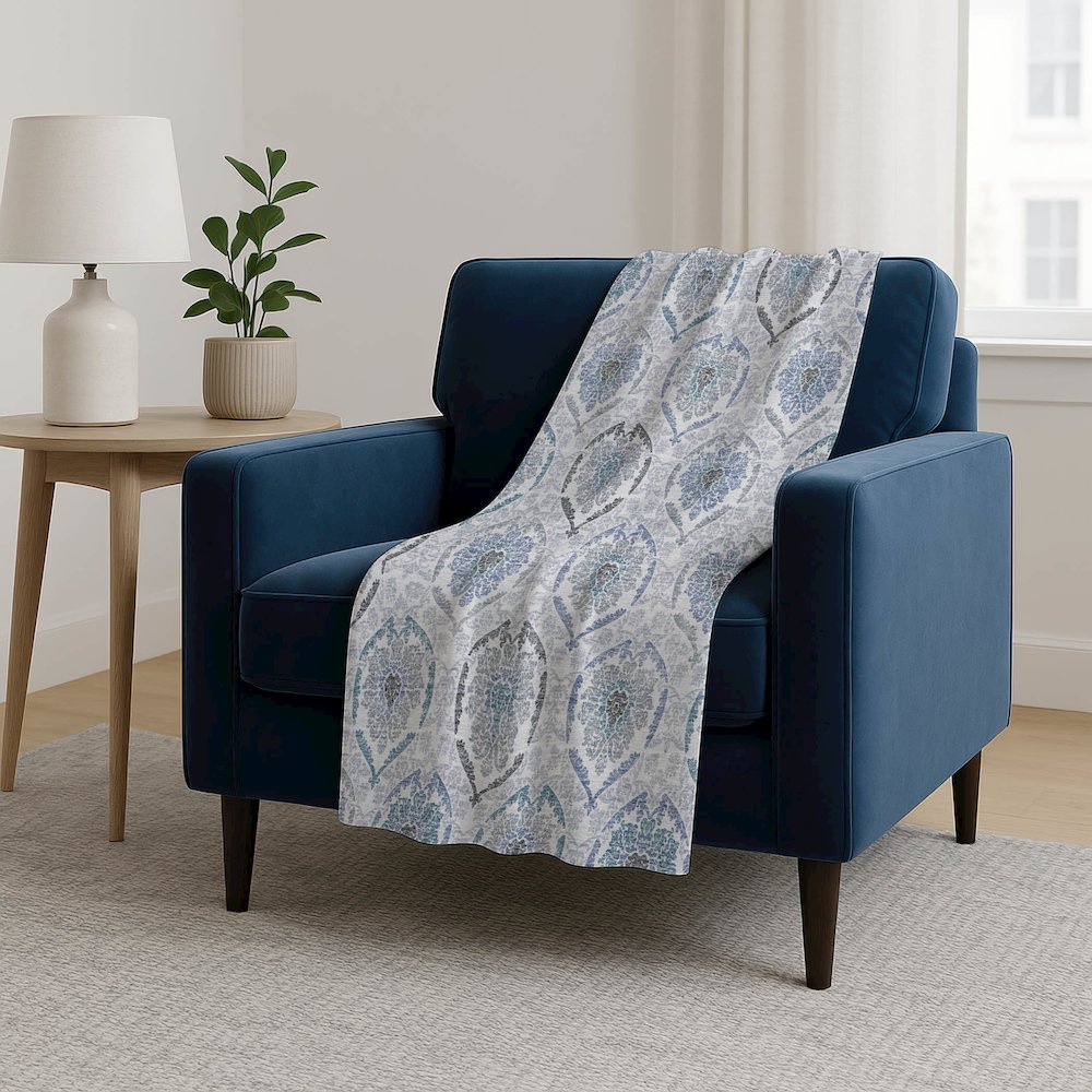 Premium Machine Washable ASB808 Blue 50" x 70" Sherpa Throw Blanket. Picture 5