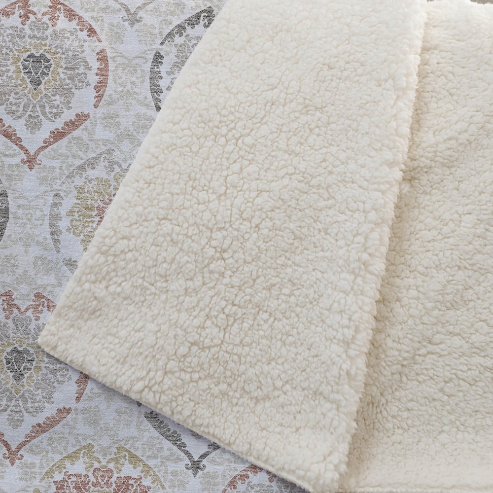 Premium Machine Washable ASB808 Ivory 50" x 70" Sherpa Throw Blanket. Picture 2
